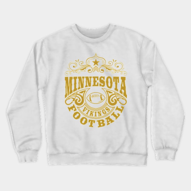 Vintage Retro Minnesota Vikings Football Crewneck Sweatshirt by carlesclan